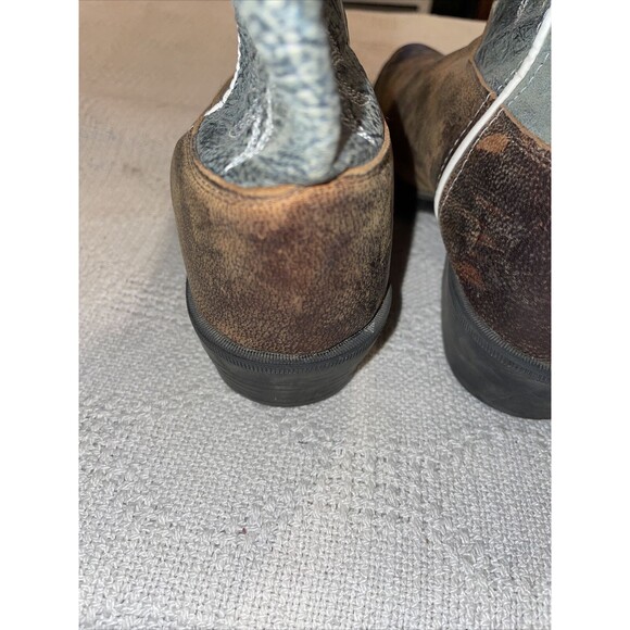 Old West Western Boots Womens Size 6.5 Medium Brown Gray Leather Pull On Cowgirl - Picture 11 of 12